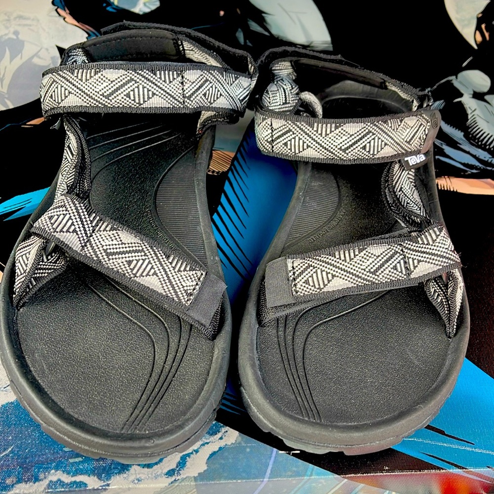 NEW Mens 11 Teva Sandals Hurricane 4 1093379 Black Hiking Trail Shoes Tevas grey - Picture 2 of 10